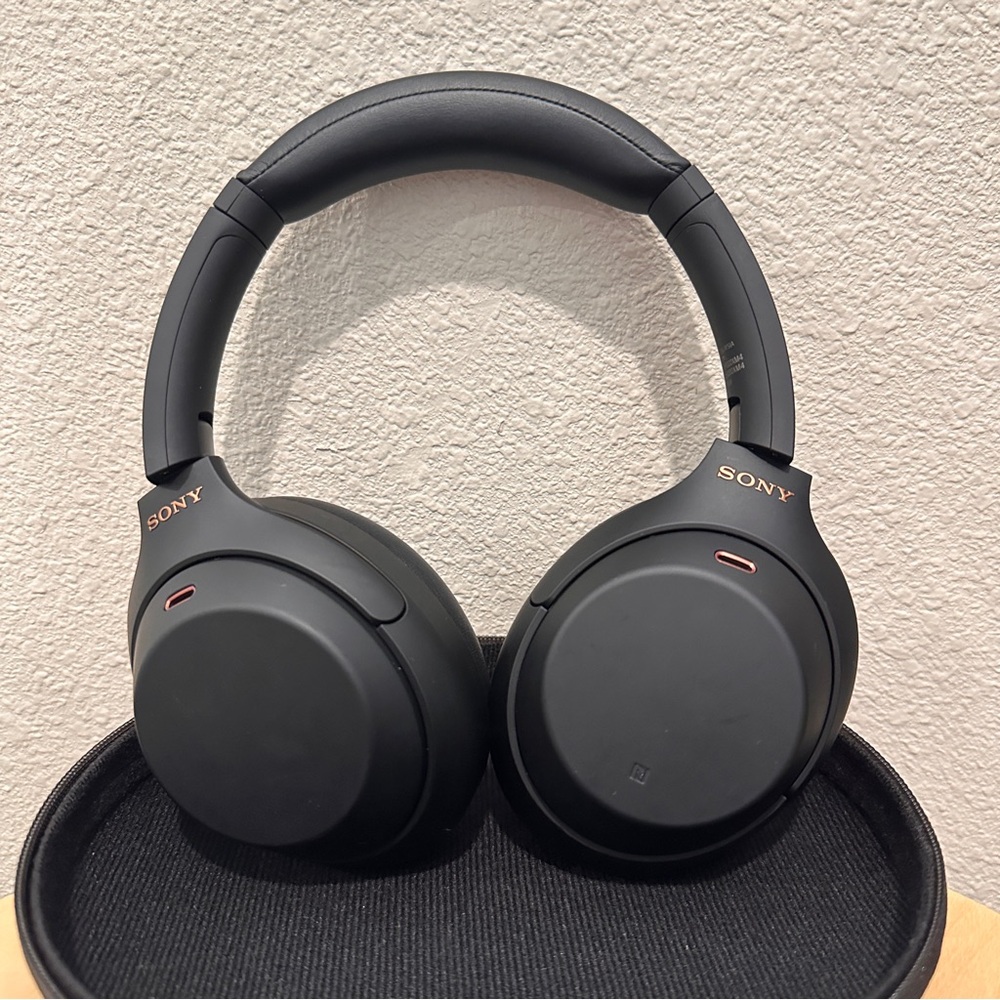 Sony WH-1000XM4 Wireless Noise Canceling Headphones with cords and case